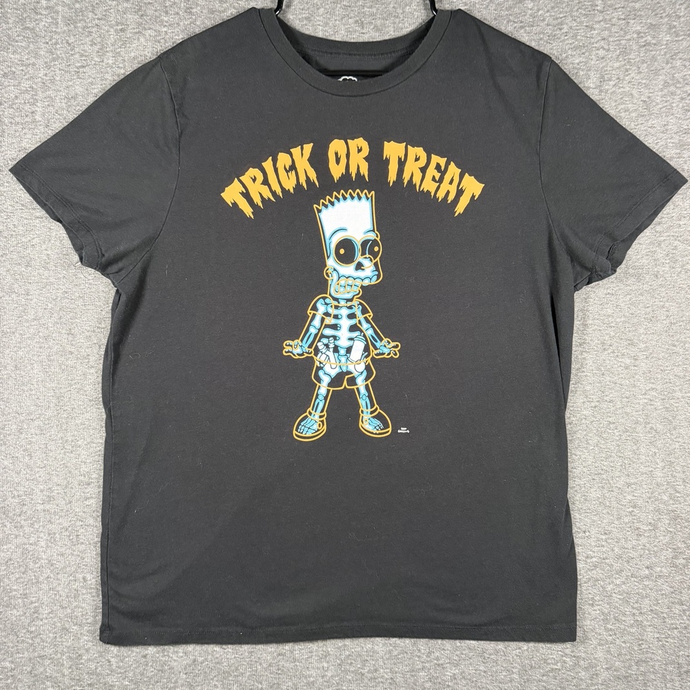 The Simpsons Shirt Mens XL Black Bart Skeleton Trick Or Treat Halloween Tee